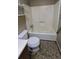 Small bathroom with a shower/tub combo, toilet, and vanity at 2900 Kevin Ln, Jonesboro, GA 30236