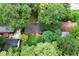 Aerial view showing home's backyard, surrounding trees, and neighboring properties at 705 Inglewood Se Dr, Smyrna, GA 30080