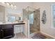 Spa-like bathroom with walk-in shower and tiled flooring at 5410 Whisper Ct, Cumming, GA 30028