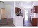 Kitchen with dark cabinetry and quartz countertops at 4205 Old House Dr, Conley, GA 30288