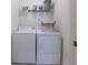 Convenient laundry room with washer, dryer, and storage shelf at 1735 Peachtree Ne St # 321, Atlanta, GA 30309
