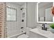 Modern bathroom with subway tile and updated fixtures at 163 Glenrose Sw Cir, Atlanta, GA 30354