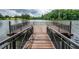 Wooden lake dock with metal railings offering scenic views at 5725 Lake Oak Lndg, Cumming, GA 30040