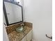 Small bathroom with granite countertop and glass vessel sink at 5319 Pinnacle Peak Ln, Norcross, GA 30071