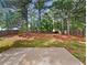 Private backyard with a large patio, mature trees, and a wooden privacy fence at 254 Lantana Dr, Locust Grove, GA 30248