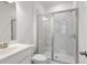 Clean bathroom with a shower and white marble tile at 3701 Allegretto Cir, Atlanta, GA 30339