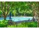 Relaxing community pool surrounded by lush trees and comfortable lounge chairs at 3012 Sunset Pass, Canton, GA 30114