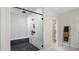 Modern bathroom with walk-in shower and geometric tile at 3012 Sunset Pass, Canton, GA 30114