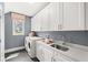 Laundry room with white cabinets and a gray-blue wall at 3739 Tielman St, Snellville, GA 30078
