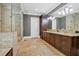 Primary bathroom with granite countertops, large shower and double vanity at 4317 Oglethorpe Nw Loop, Acworth, GA 30101