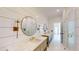 Elegant bathroom with dual sinks, marble countertops, and a walk-in shower at 3206 Arden Rd, Atlanta, GA 30305