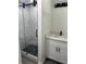Bathroom with modern vanity and glass shower at 3503 Larkspur Ter, Decatur, GA 30032