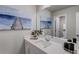 Modern bathroom with white vanity, quartz countertop, and large mirror at 5150 Longview Run, Decatur, GA 30035