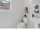 Clean powder room with pedestal sink and modern decor at 77 Werner Brook Way, Atlanta, GA 30354
