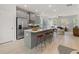 Open concept kitchen with gray cabinets, island, and stainless steel appliances at 77 Werner Brook Way, Atlanta, GA 30354