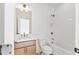 Clean bathroom, featuring a bathtub, toilet and vanity with a quartz countertop at 2899 Treeside Terrace, Marietta, GA 30066