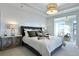 Spacious main bedroom with a large bed, tray ceiling and plenty of natural light at 5215 Maggie Mae Ln, Cumming, GA 30028