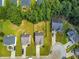 Aerial view of a residential neighborhood with houses and yards at 388 Oakhaven Way, Villa Rica, GA 30180