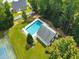 An aerial view of a community pool and pool house at 388 Oakhaven Way, Villa Rica, GA 30180