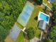 Aerial view of community amenities including a pool, tennis and basketball courts at 388 Oakhaven Way, Villa Rica, GA 30180