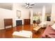 Living room with hardwood floors and fireplace at 1001 S Creek Dr, Villa Rica, GA 30180