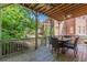 Relaxing covered deck overlooking backyard with view of a house at 1829 Buckhead Valley Ne Ln, Atlanta, GA 30324