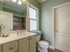 Clean bathroom with a vanity and shower/tub combo at 1829 Buckhead Valley Ne Ln, Atlanta, GA 30324