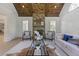 Cozy living room with stone fireplace, hardwood floors and large windows at 850 Camden Park Ct, Atlanta, GA 30342