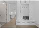 White built-in mudroom bench with storage drawers at 850 Camden Park Ct, Atlanta, GA 30342