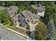 Aerial view of a luxurious house with a large yard and driveway at 850 Camden Park Ct, Atlanta, GA 30342