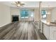 Spacious living room featuring a fireplace and hardwood floors at 1054 Valley Rock Dr, Lithonia, GA 30058
