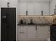 Modern kitchen with white cabinets and marble backsplash at 6305 Shannon Parkway # 206, Union City, GA 30291