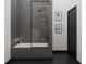 Contemporary bathroom with gray tile and walk-in shower at 6305 Shannon Parkway # 206, Union City, GA 30291