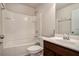 Bathroom with shower/tub combo and vanity at 3732 Upland Dr, Mcdonough, GA 30253