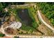 Aerial view of a pond and walking paths at 272 Thompson St, Alpharetta, GA 30009
