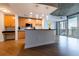 Modern kitchen with island, stainless steel appliances, and hardwood floors at 400 W Peachtree Nw St # 2314, Atlanta, GA 30308