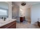 Elegant bathroom with double vanity, large shower, and soaking tub at 158 Watkins Glen Dr, Mcdonough, GA 30252