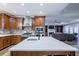 Open concept kitchen with large island and Gathering room views at 158 Watkins Glen Dr, Mcdonough, GA 30252