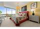 Main bedroom with a floral comforter and city views at 3300 Windy Ridge Se Pkwy # 1110, Atlanta, GA 30339