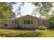 Rear view of charming house with gray siding, mature trees, and a spacious yard at 2790 Miriam Ln, Decatur, GA 30032