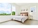 Cozy bedroom with a wooden headboard and large window offering a treetop view at 2029 Memorial Dr # 34, Atlanta, GA 30317