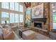 Gathering room with stone fireplace and large windows at 858 Middle Fork Trl, Suwanee, GA 30024