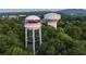 Aerial view of Cumming, Georgia, featuring water towers at 619 Skytop Dr, Cumming, GA 30040