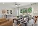 Living area with hardwood floors, neutral decor, and access to backyard at 1096 Battery Park Rd, Decatur, GA 30033