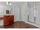 Bathroom with double vanity and walk-in shower at 906 Fox Croft Pl, Canton, GA 30114