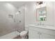 Modern bathroom with a walk-in shower and floating vanity at 1068 Moores Mill Nw Rd, Atlanta, GA 30327