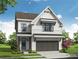 Two-story farmhouse style home with gray garage doors and white siding at 615 Skytop Dr, Cumming, GA 30040