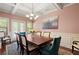 Elegant dining room with a wood table and pink walls at 4550 Fernbrook Pl, Cumming, GA 30040