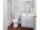 Simple bathroom with white vanity and tub shower combo at 3274 Forette Ln, Lithonia, GA 30038