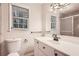 Updated bathroom with a vanity, toilet and shower at 1123 Redan Way, Stone Mountain, GA 30088